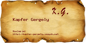 Kapfer Gergely névjegykártya